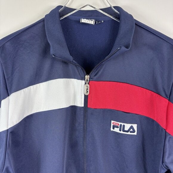 Fila Mens Track Jacket M Blue Colorblock Full Zip Tennis Patriotic pickleball - Picture 2 of 13